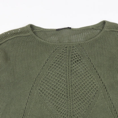 Fransa Womens Green Round Neck Acrylic Pullover Jumper Size M