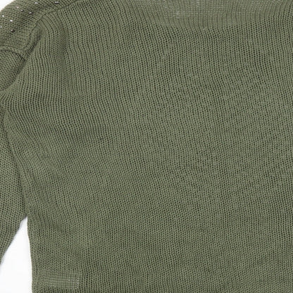 Fransa Womens Green Round Neck Acrylic Pullover Jumper Size M