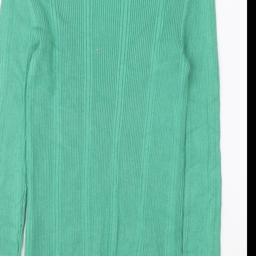 Marks and Spencer Womens Green Round Neck Viscose Pullover Jumper Size 8
