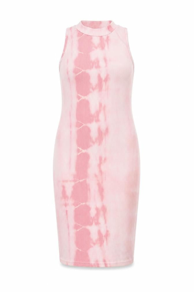 PRETTYLITTLETHING Womens Pink Geometric Polyester Bodycon Size 6 Mock Neck Pullover