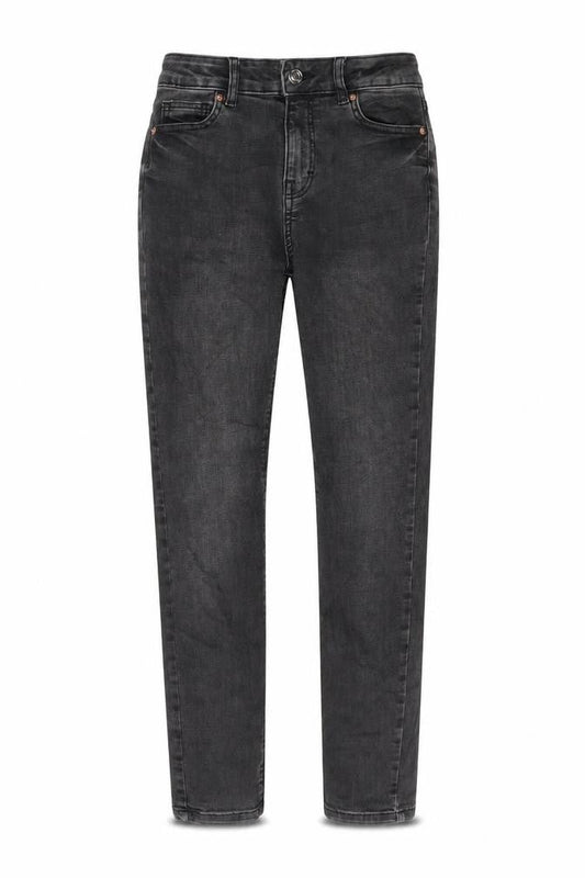 Front view of Denim & Co. women’s grey cotton skinny jeans, size UK 6, 29-inch leg regular button