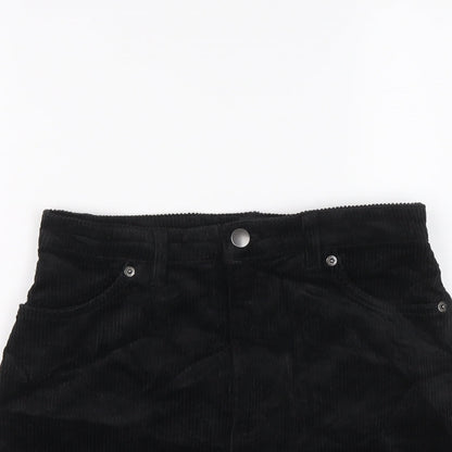Monki Womens Black Cotton Mini Skirt Size 28 in Button
