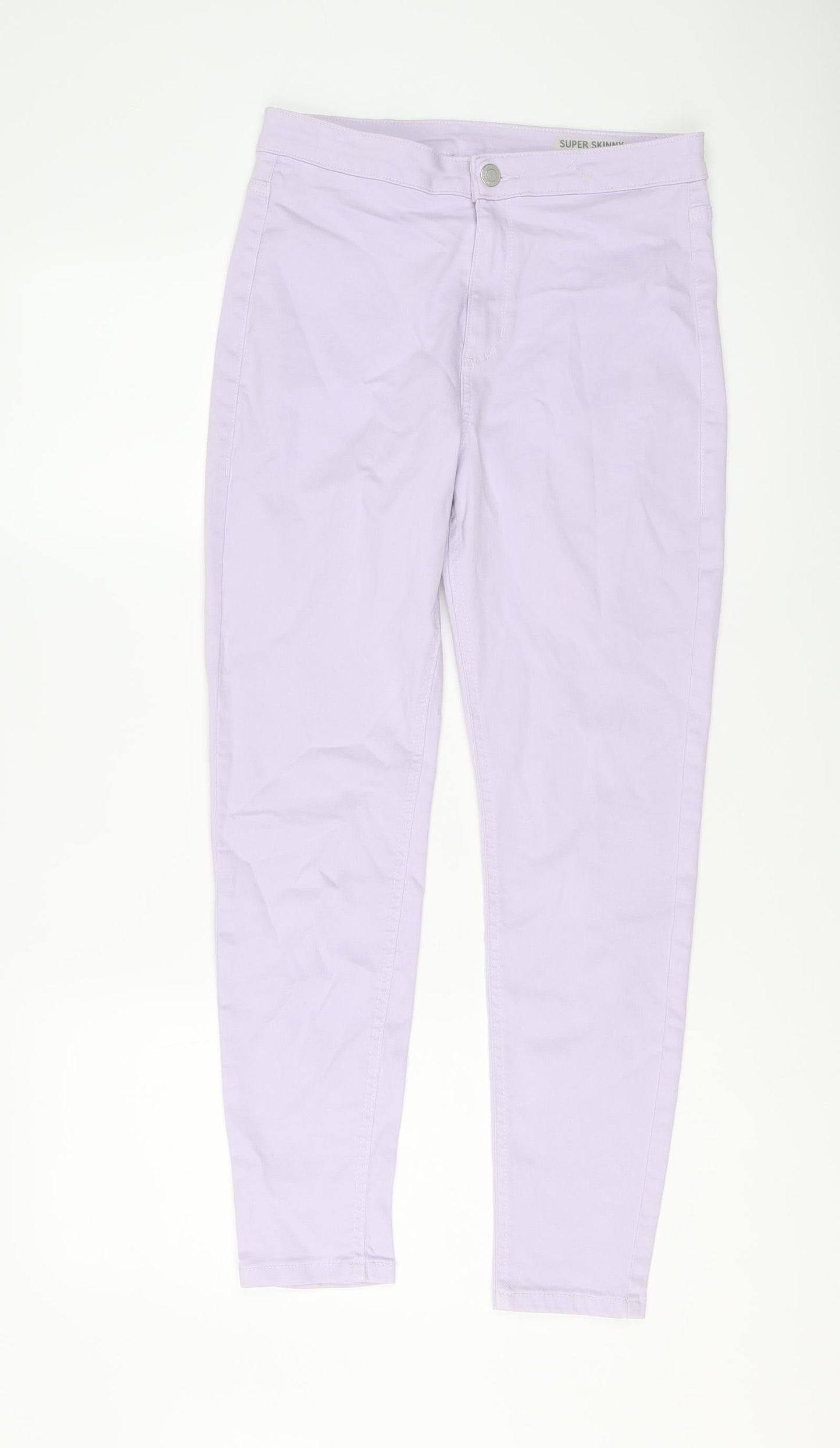 Marks and Spencer Womens Purple Cotton Skinny Jeans Size 12 L26 in Regular Button