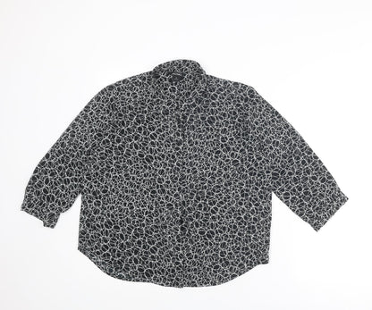 Monki Womens Black Geometric Polyester Basic Blouse Size M Collared