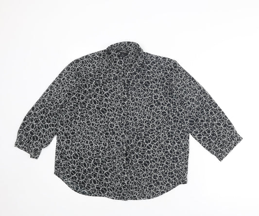 Monki Womens Black Geometric Polyester Basic Blouse Size M Collared