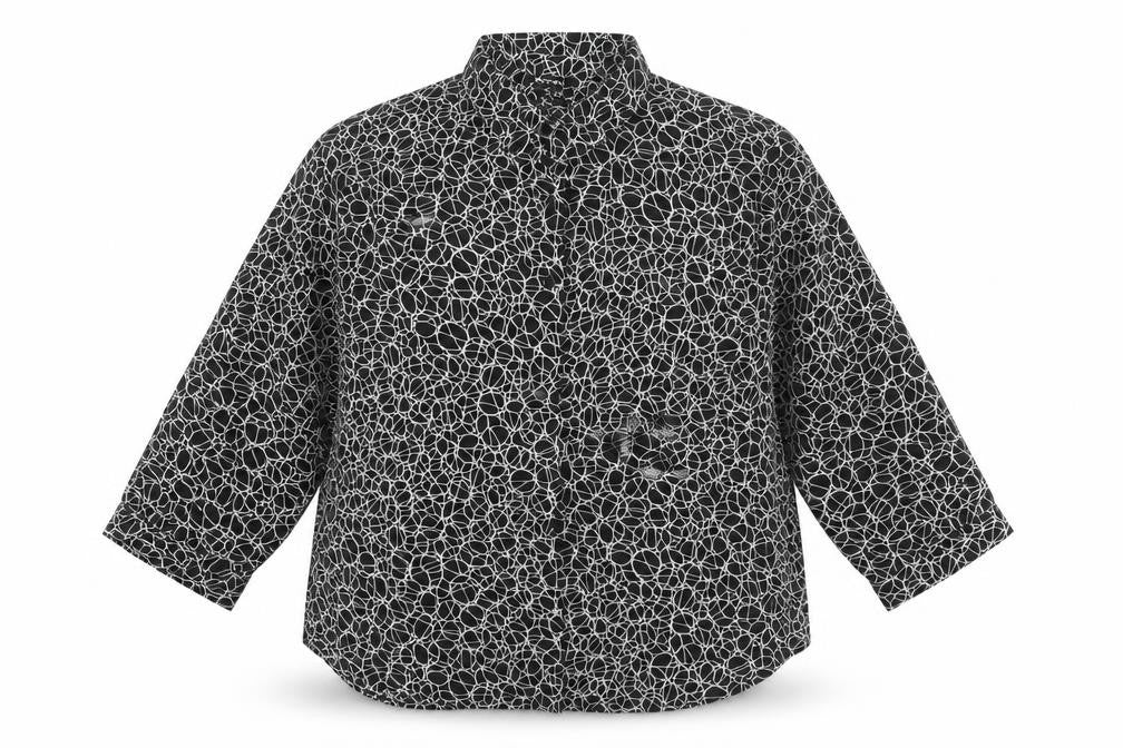 Monki Womens Black Geometric Polyester Basic Blouse Size M Collared
