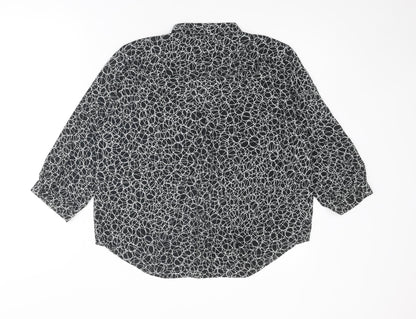 Monki Womens Black Geometric Polyester Basic Blouse Size M Collared