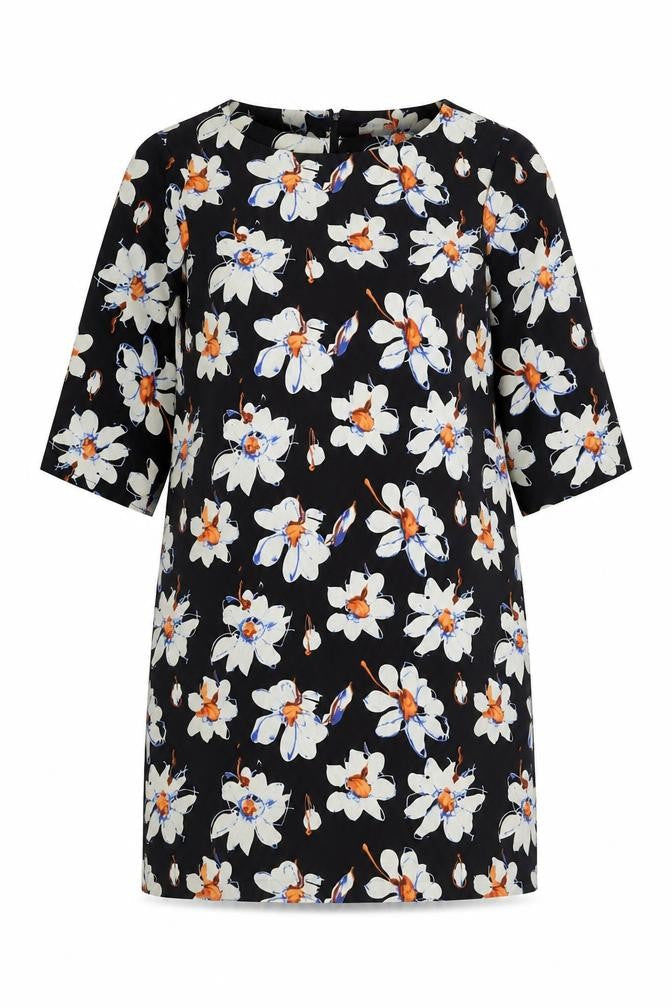 Boohoo Womens Multicoloured Floral Polyester A-Line Size 12 Round Neck Zip