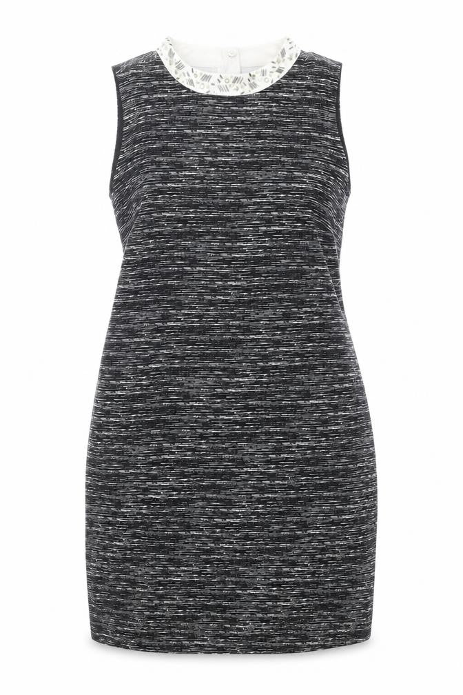 Autograph Womens Black Geometric Polyester Mini Size 16 Mock Neck Zip