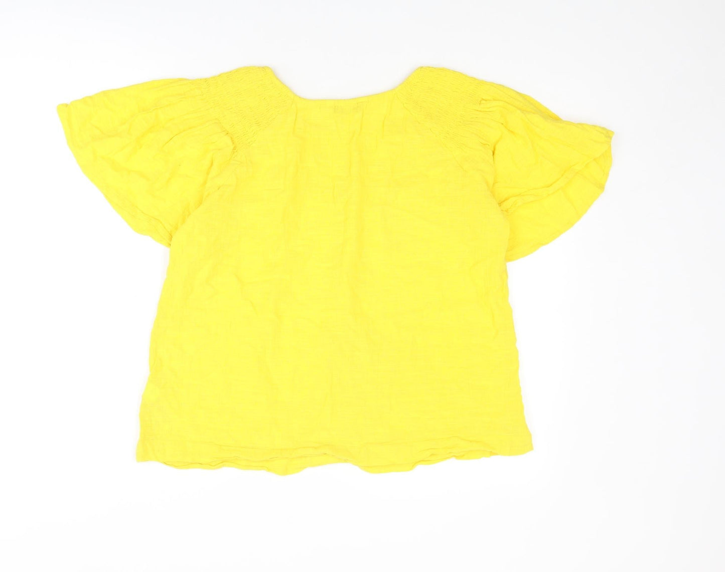 NEXT Womens Yellow Cotton Basic T-Shirt Size 14 Round Neck