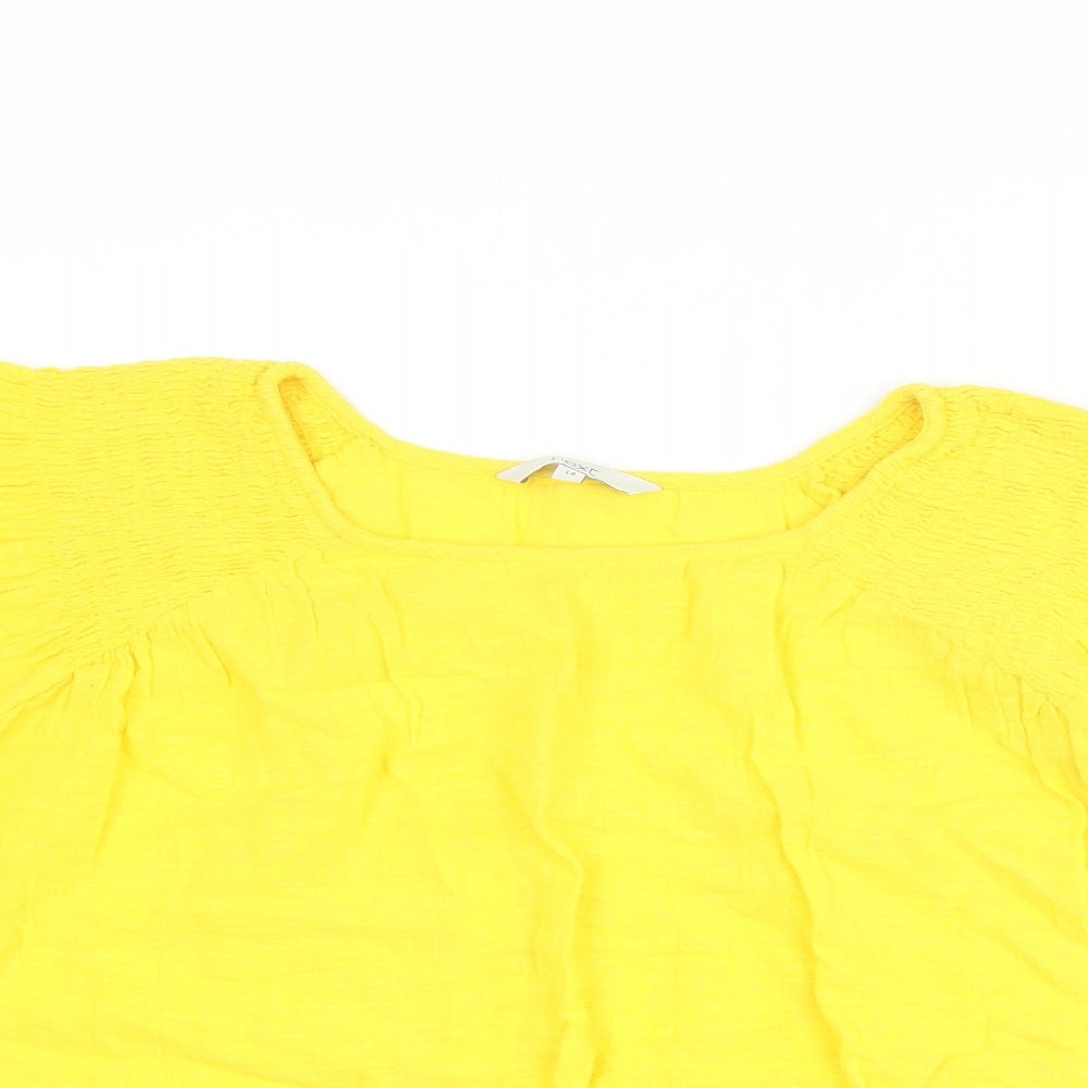 NEXT Womens Yellow Cotton Basic T-Shirt Size 14 Round Neck