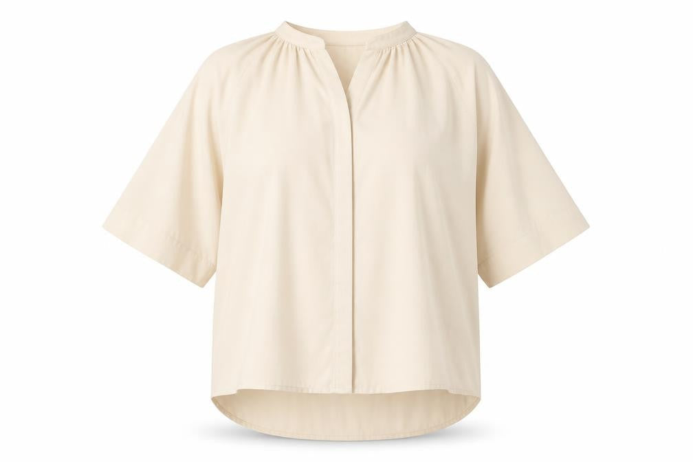 Zara Womens Beige Polyester Basic Button-Up Size S V-Neck