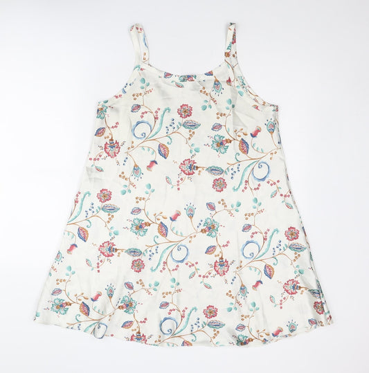 St Michael Womens Multicoloured Floral Polyester Tank Dress Size 12 Round Neck Pullover