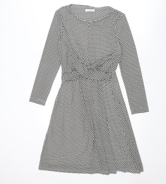 Classic Womens Black Polka Dot Polyester Trapeze & Swing Size 10 Round Neck Pullover