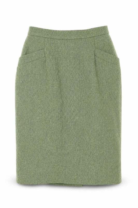 Marcelle Griffon Womens Green Herringbone Acrylic A-Line Skirt Size 28 in Zip