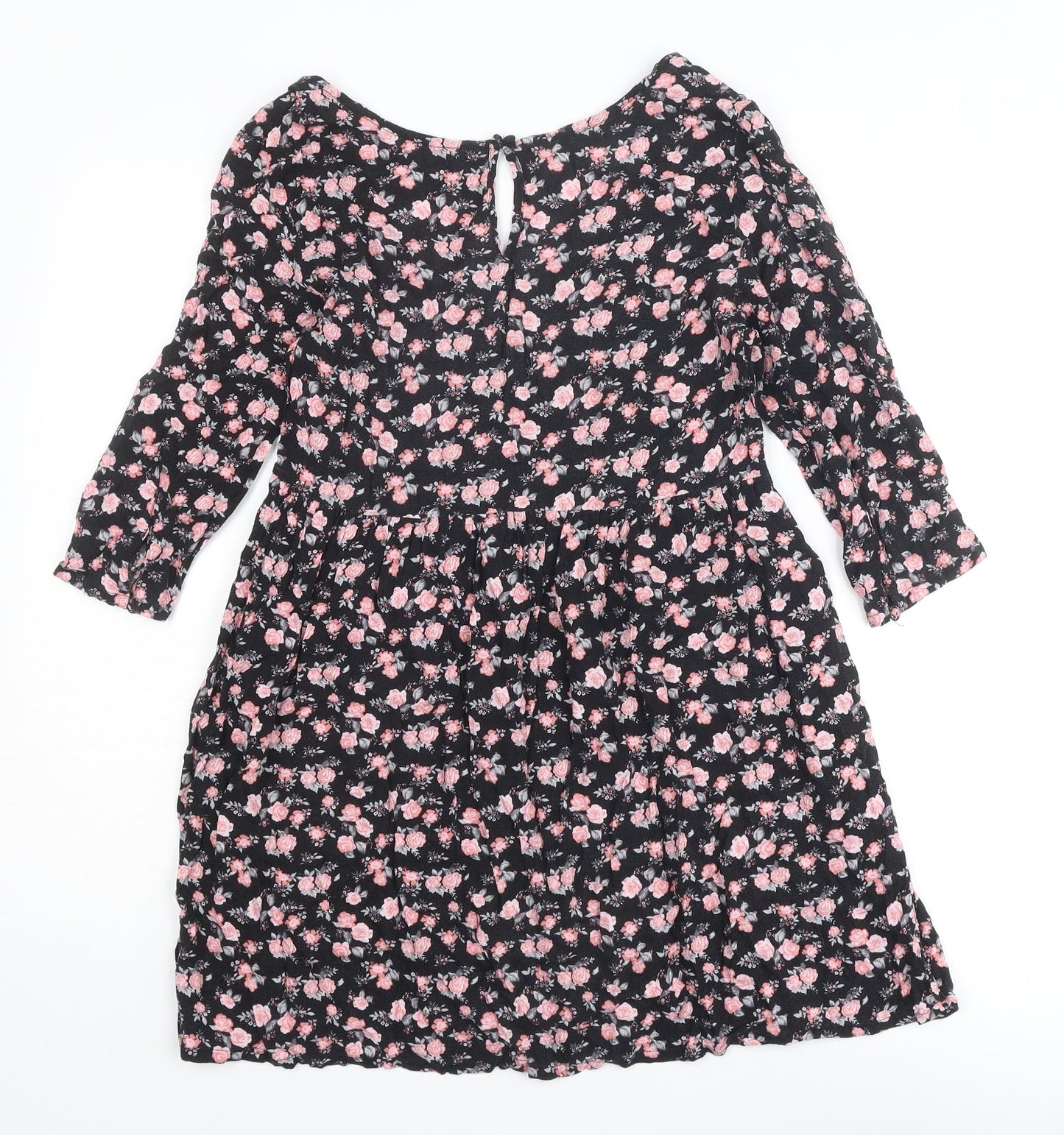 Divided by H&M Womens Multicoloured Floral Viscose A-Line Size 6 Scoop Neck Buckle