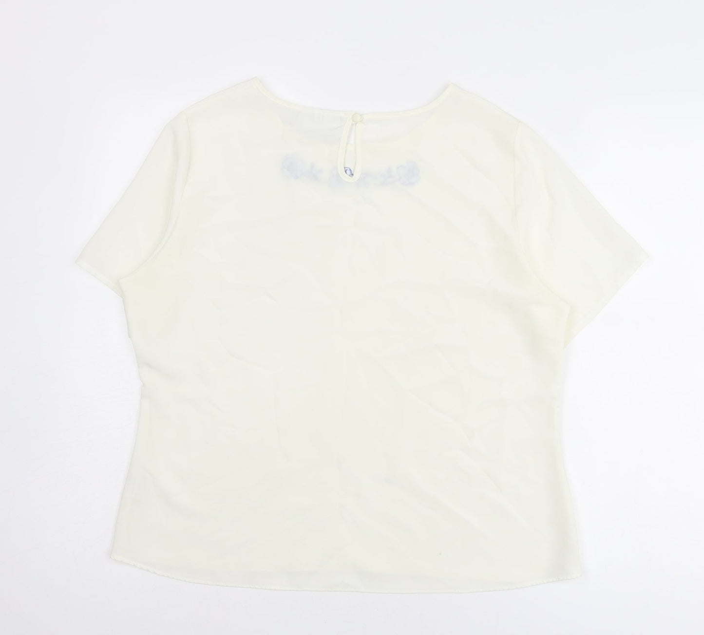 Jamie Oliver Womens White Polyester Basic T-Shirt Size 14 Round Neck - Flower
