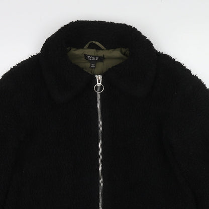 Topshop Womens Black Jacket Size 6 Zip - Teddy Bear Style