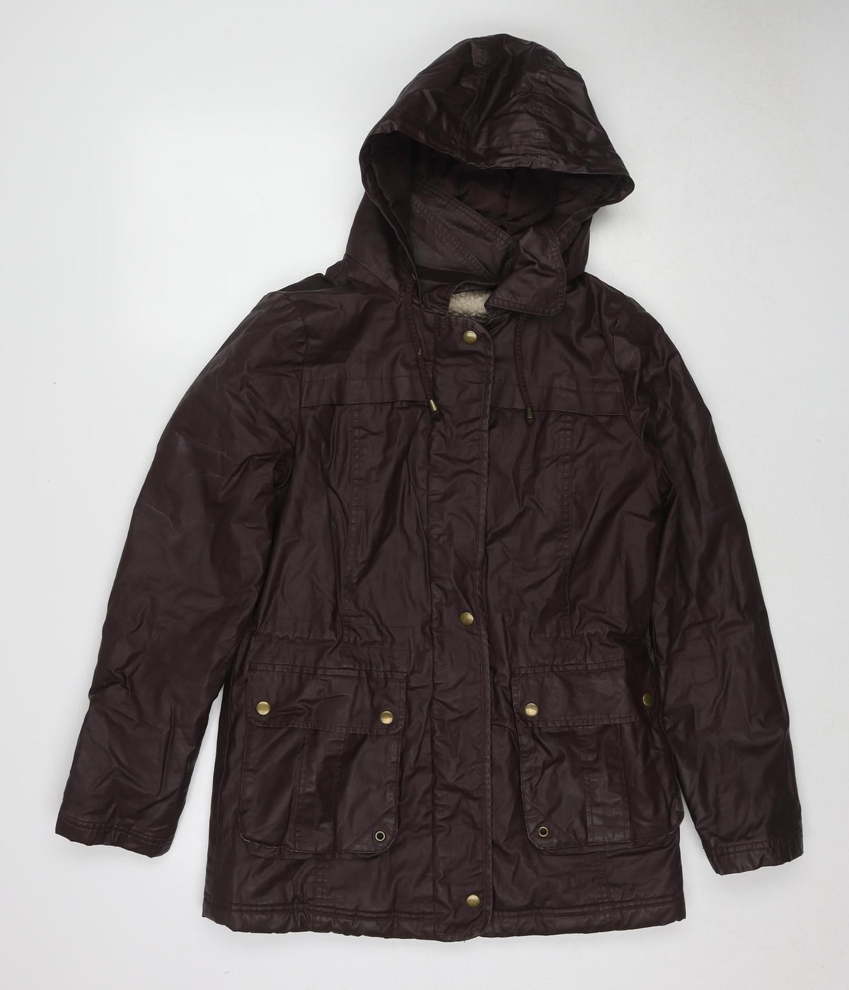 Marks & Spencer Womens Brown Parka Coat Size 8 Zip