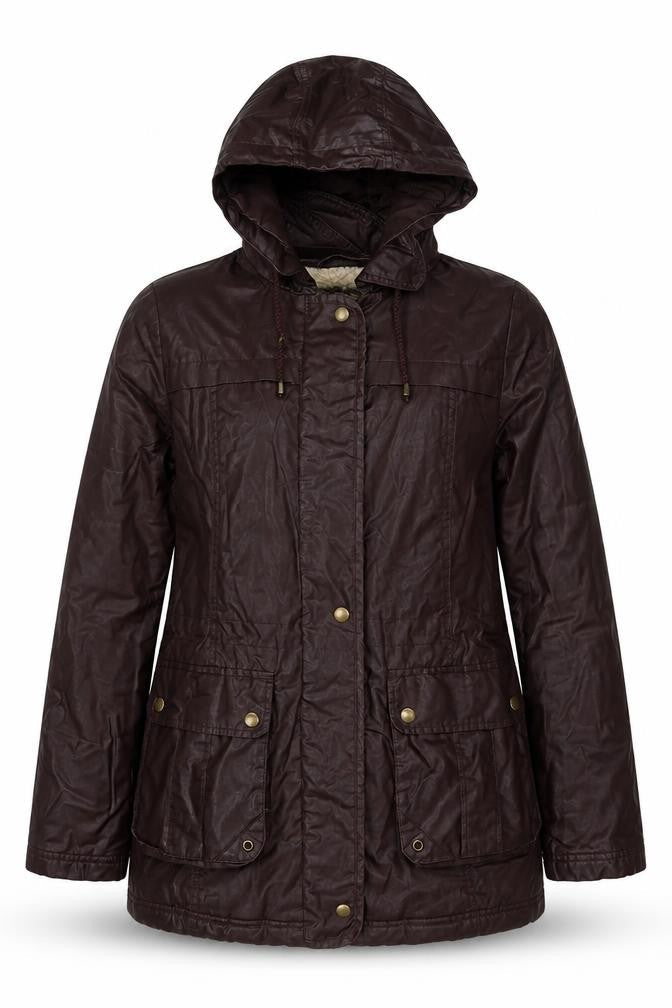 Marks & Spencer Womens Brown Parka Coat Size 8 Zip