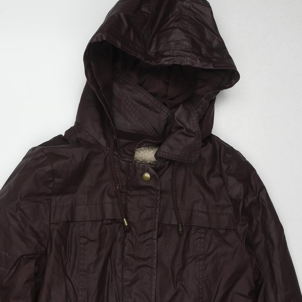 Marks & Spencer Womens Brown Parka Coat Size 8 Zip