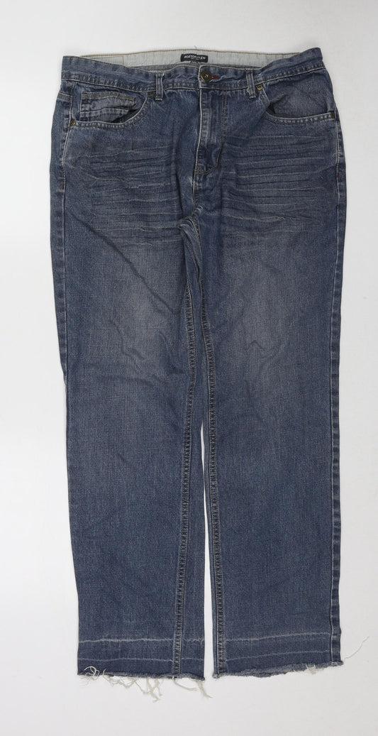 Preloved Boston Crew Womens Blue Cotton Straight Jeans Size 34 in Regular Zip - Front