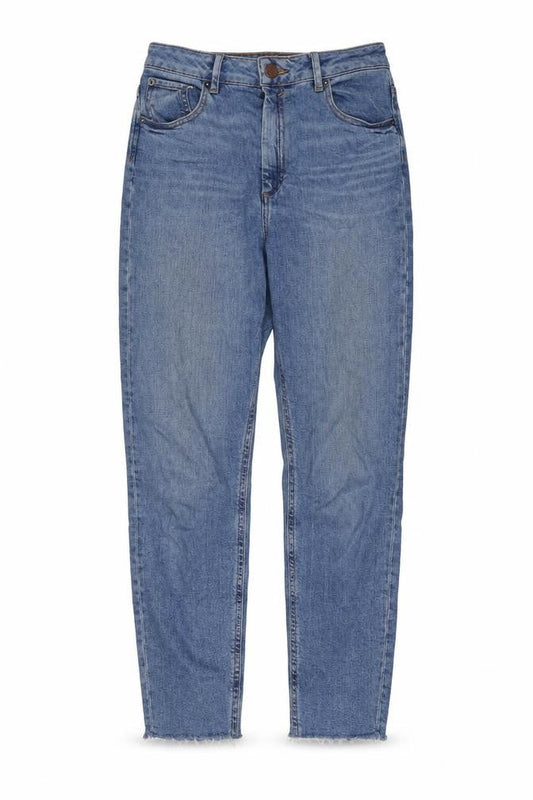 ASOS Womens Blue Cotton Tapered Jeans Size 28 in L32 in Regular Zip - Frayed Hem