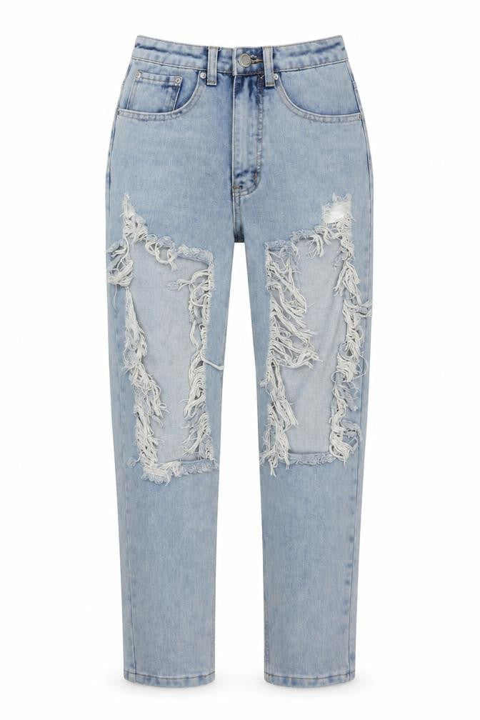 Lotd Womens Blue Cotton Straight Jeans Size 6 Regular Zip