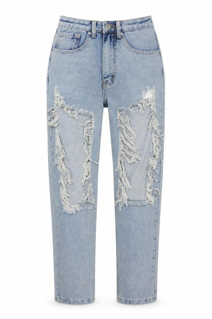 Lotd Womens Blue Cotton Straight Jeans Size 6 Regular Zip