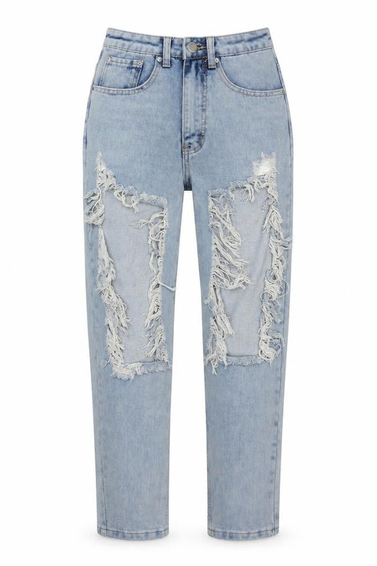 Lotd Womens Blue Cotton Straight Jeans Size 6 Regular Zip