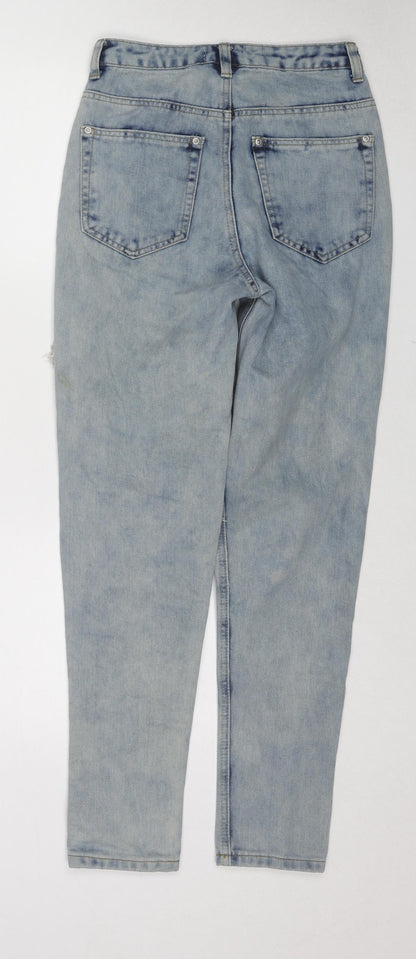 Lotd Womens Blue Cotton Straight Jeans Size 6 Regular Zip