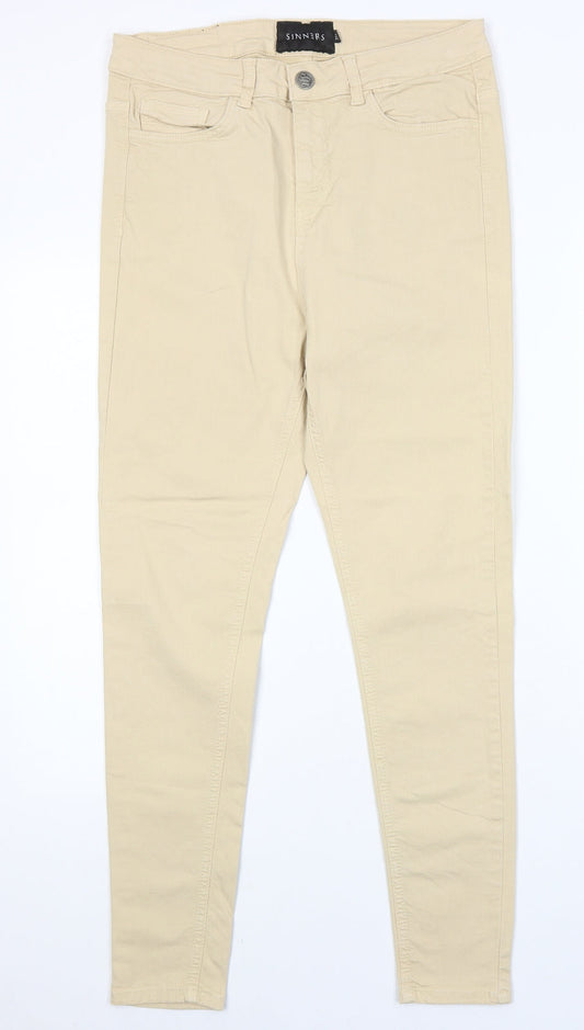 Sinners Womens Beige Cotton Skinny Jeans Size 32 in Regular Zip