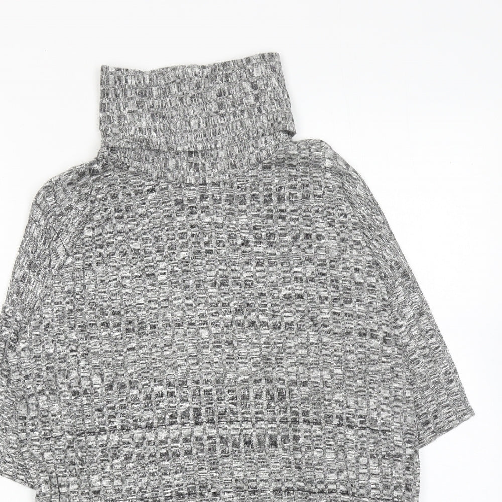 Apricot Womens Grey Geometric Polyester Basic Blouse Size 10 Roll Neck