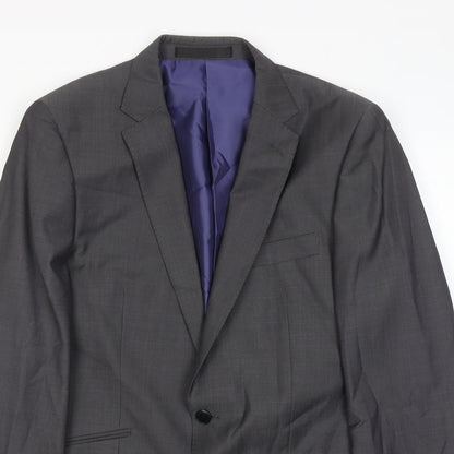 Close-up detail of Autograph men’s grey wool jacket suit jacket, size 40, regular