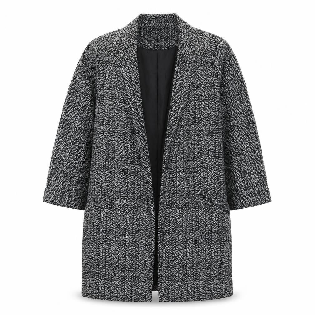 Warehouse Womens Black Geometric Overcoat Coat Size 10