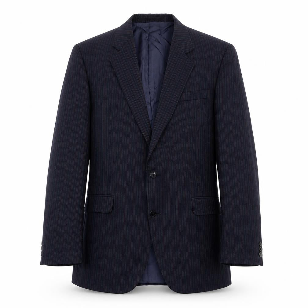 The Label Mens Blue Striped Wool Jacket Suit Jacket Size 44 Regular