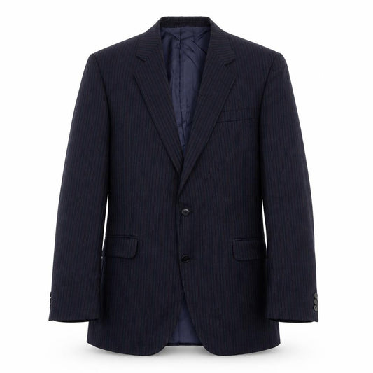 The Label Mens Blue Striped Wool Jacket Suit Jacket Size 44 Regular