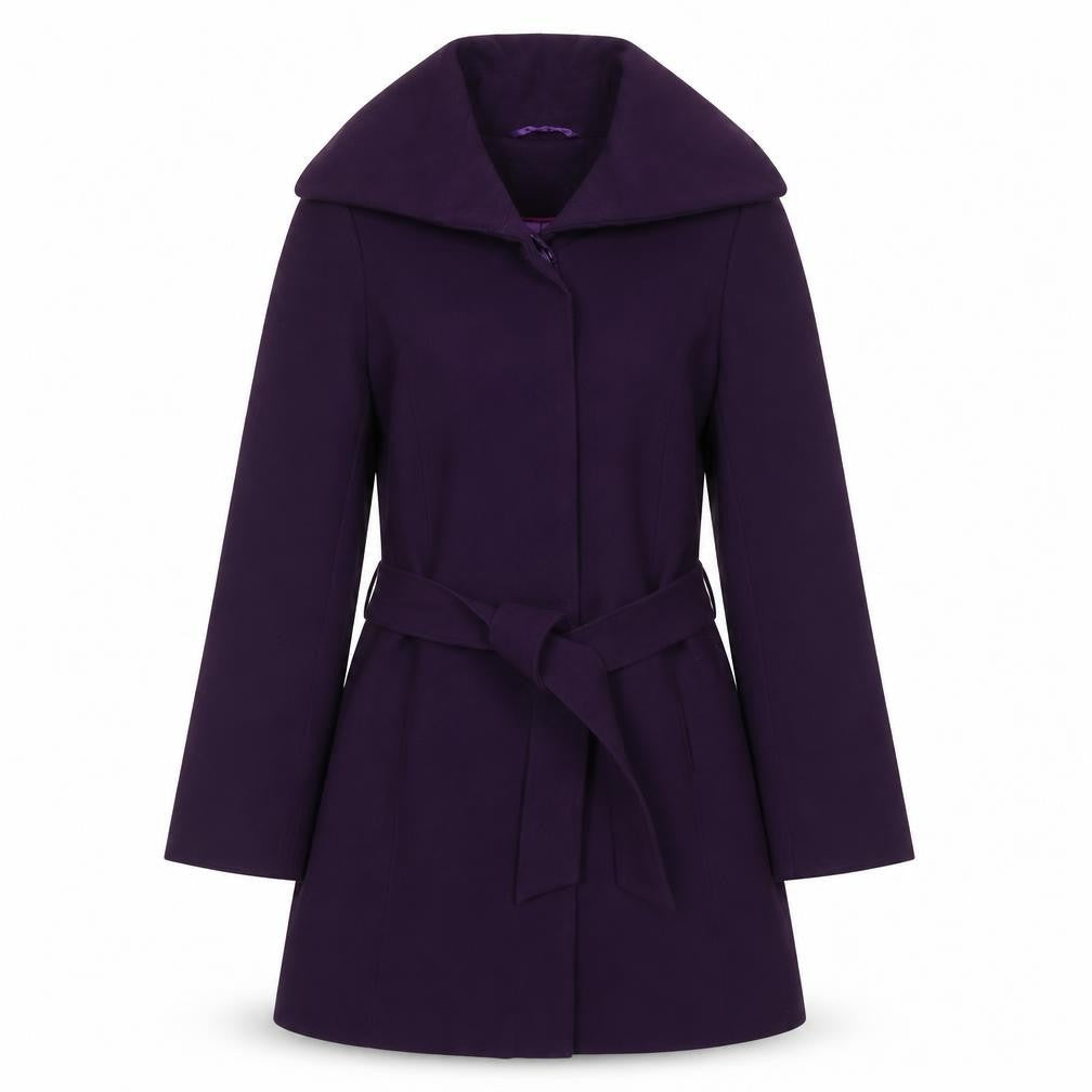 Sophie Gray Womens Purple Overcoat Coat Size 10 Button