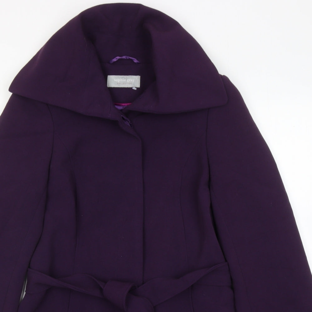 Sophie Gray Womens Purple Overcoat Coat Size 10 Button