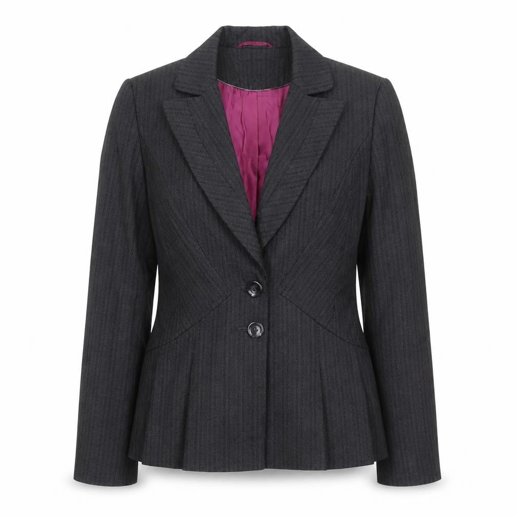 NEXT Womens Grey Striped Polyester Jacket Suit Jacket Size 6