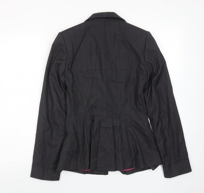 Next Womens Grey Striped Polyester Jacket Suit Jacket Size 6