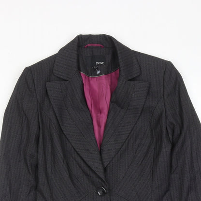 Next Womens Grey Striped Polyester Jacket Suit Jacket Size 6