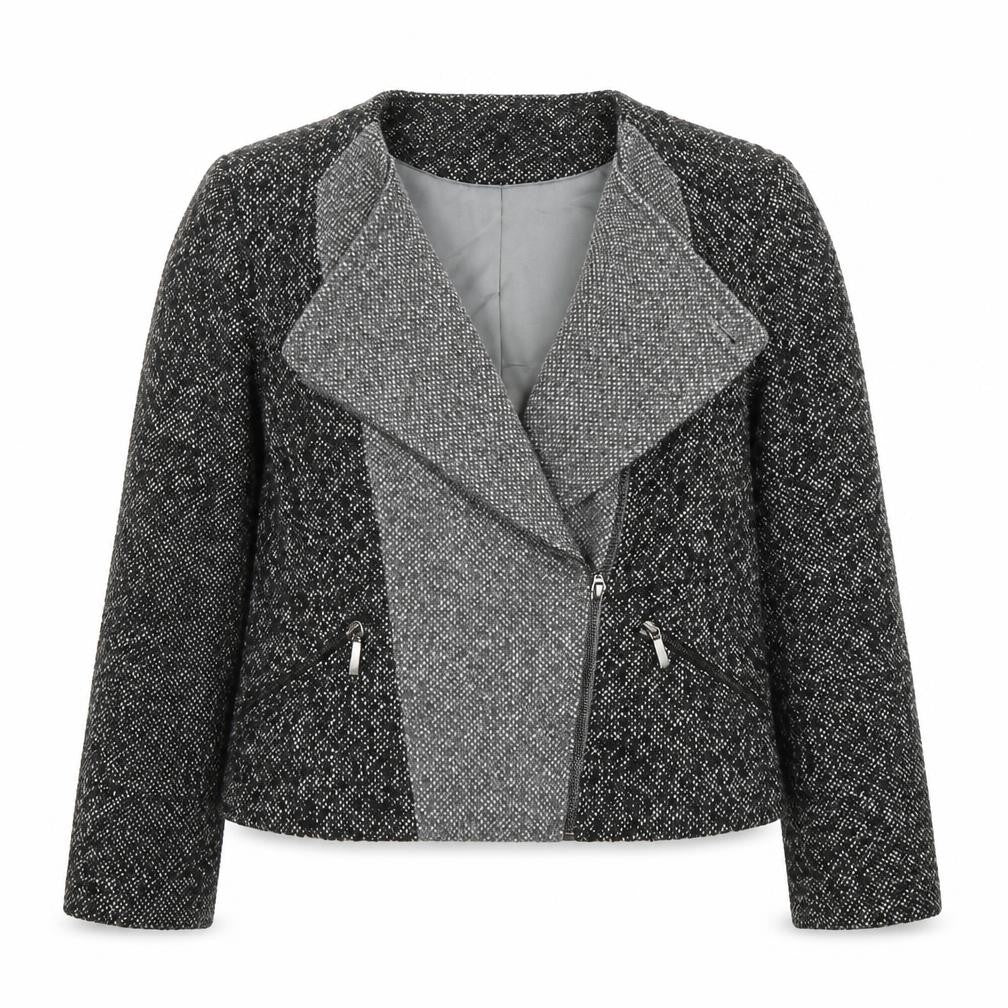 Autograph Womens Black Geometric Biker Jacket Size 12 Zip