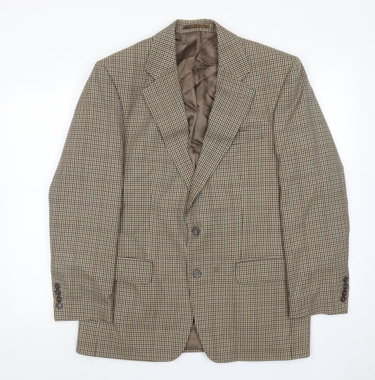 Mr Harry Mens Brown Geometric Polyester Jacket Blazer Size 40 Regular