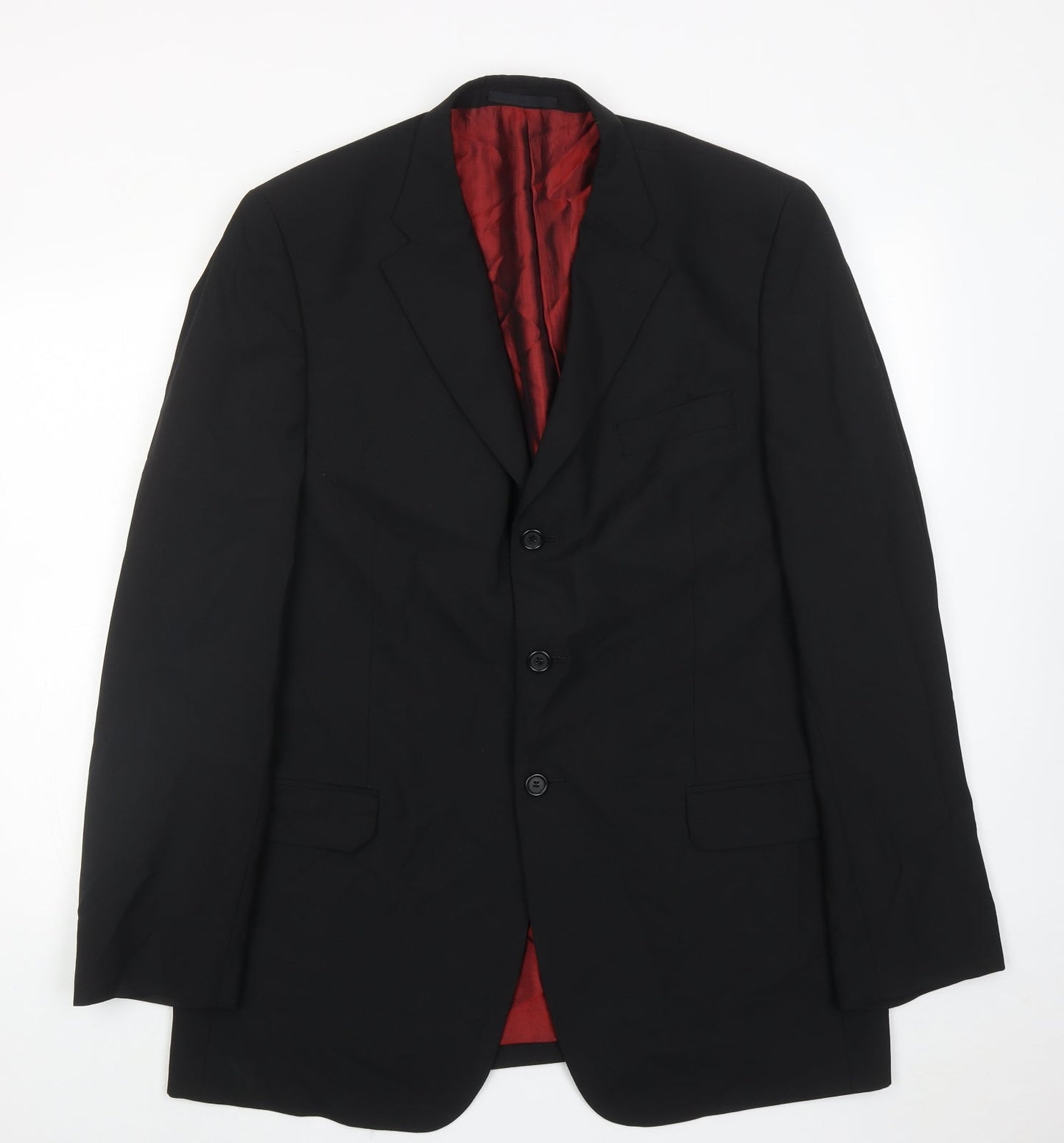 Kartell Mens Black Wool Jacket Suit Jacket Size 44 Regular