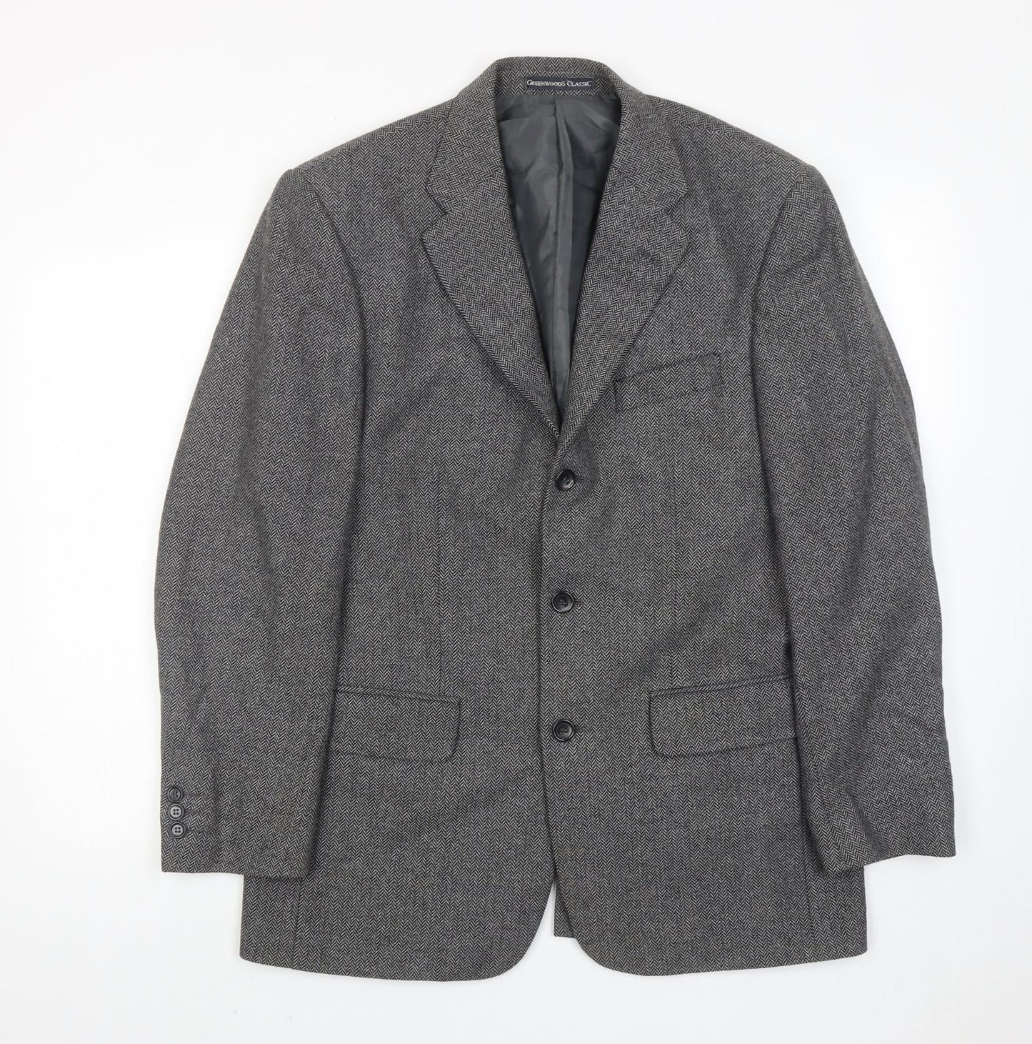 Greenwoods Mens Grey Wool Jacket Suit Jacket Size 38 Regular