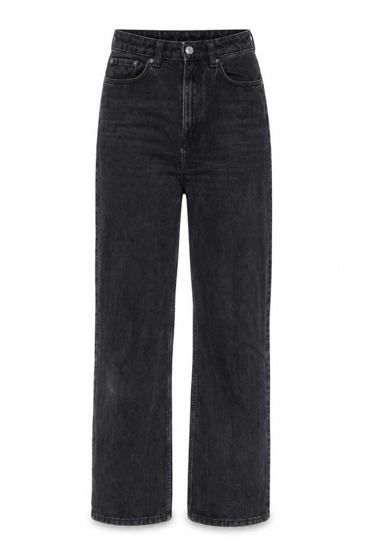 Weekday Womens Black Cotton Straight Jeans Size 25 in L30 in Regular Zip