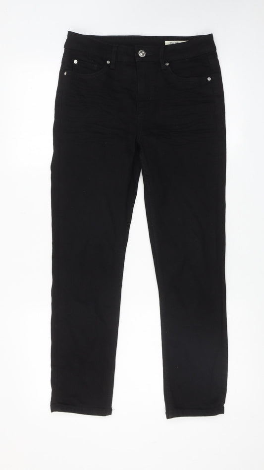 Marks and Spencer Womens Blue Cotton Straight Jeans Size 10 Slim Zip