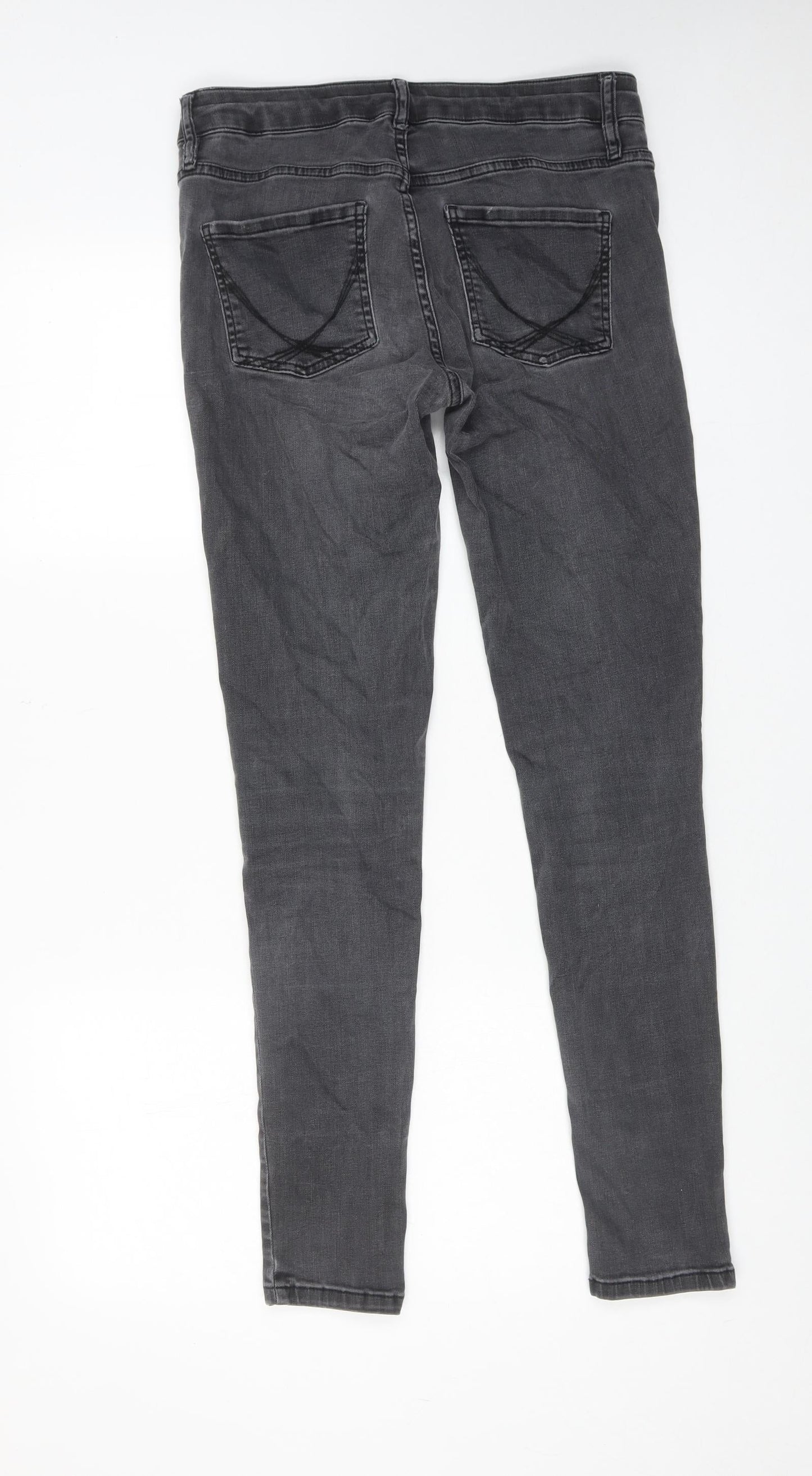 Warehouse Womens Black Cotton Skinny Jeans Size 12 Regular Zip