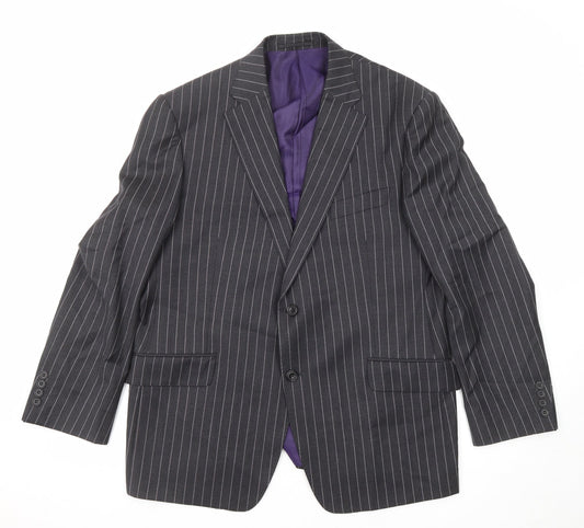 Marks and Spencer Mens Grey Striped Wool Jacket Suit Jacket Size 42 Regular